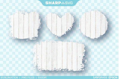 Distressed White Wood 2 Sublimation PNG | Square Heart Circle Rectangl