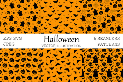 Halloween pattern. Pumpkin pattern. Bats pattern. Ghost SVG