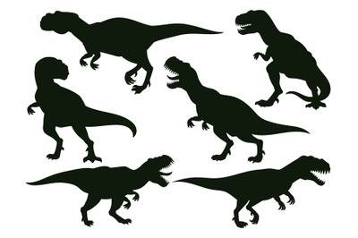 Cartoon jurassic predator tyrannosaurus rex, extinct t-rex silhouette.