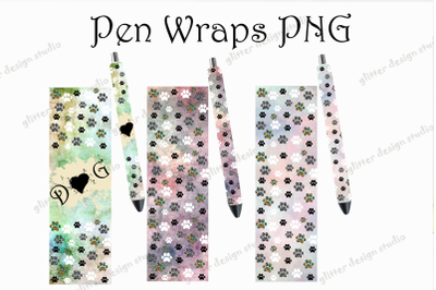 Dog Pen Wraps, Paw Print Pen Wrap, Glitter Pen Wraps, Animal Pen Wrap,