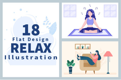 18 Relax at Home Vector Flat Illustration