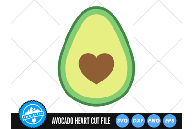 Avocado Heart SVG | Kawaii Fruit Cut File | Avocado Slice SVG