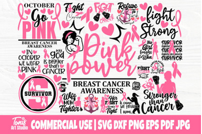 Breast Cancer Bundle SVG, Cancer Quotes Svg, Png