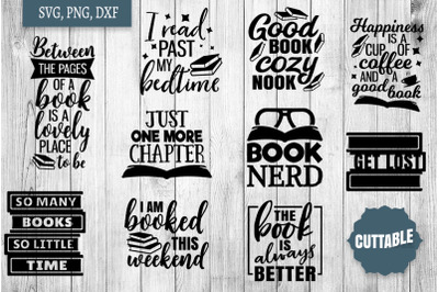 Reading SVG Quote Bundle, Book lover SVGs, Book reader cut files