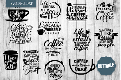 Coffee SVG Bundle, Coffee cut files, Coffee addict quote SVGs