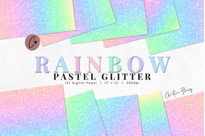 Pastel Rainbow Glitter Digital Paper
