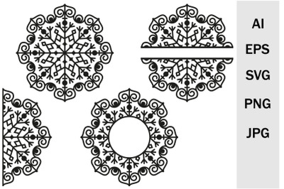 Openwork Christmas snowflake template, svg cutting files