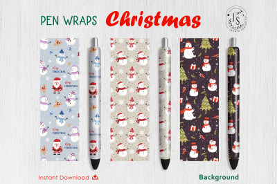 Christmas Snowman Pen Wraps File Set