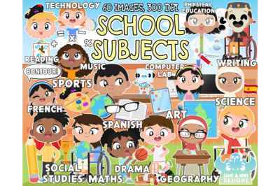 School Subjects Clipart - Lime and Kiwi Designs