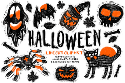 Halloween Linocut Clipart