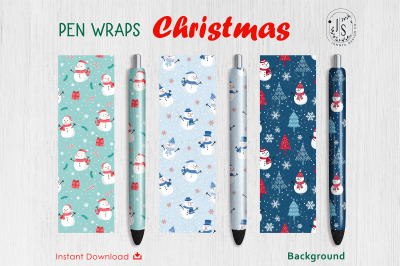 Christmas Snowman Pen Wraps File Set