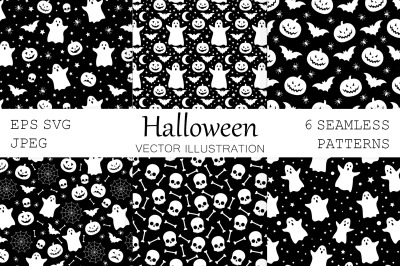 Halloween pattern. Pumpkin pattern. Bats pattern. Ghost SVG