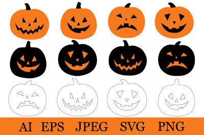 Spooky pumpkin. Pumpkin face. Pumpkin coloring. Pumpkin SVG