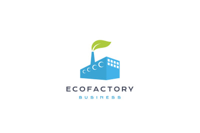 Eco Factory logo design. nature industrial logo design