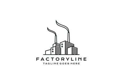 Line art Factory building logo design. Modern industrial logo design