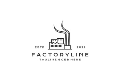 Line art Factory building logo design. Modern industrial logo design
