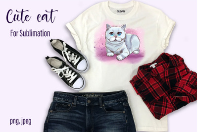 Cute cat sublimation design png Funny Cats Graphics clipart