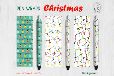 Christmas Garland Lights Pen Wraps File Set