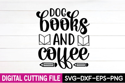 dog books and coffee svg