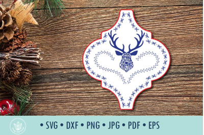 Merry Christmas Reindeer Arabesque Tile SVG