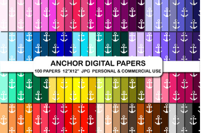 Anchors Nautical Digital Paper Pack Set Ocean Pattern Background Paper