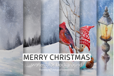 Watercolor Background of Merry Christmas