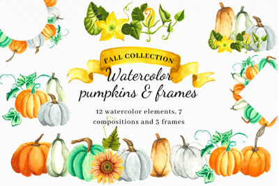 Watercolor Fall Collection, Pumpkins