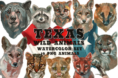 Texas Wild Animals Watercolor Set
