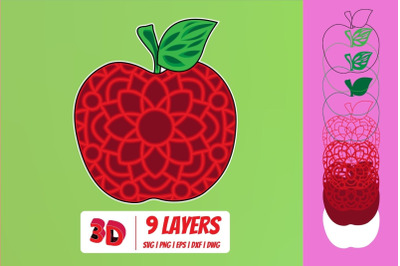 3D Apple SVG Cut File