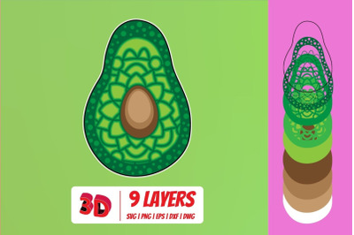 3D Avocado SVG Cut File