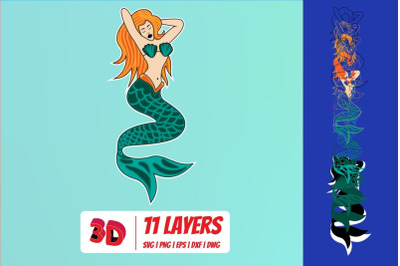 3D Mermaid 1 SVG Cut File