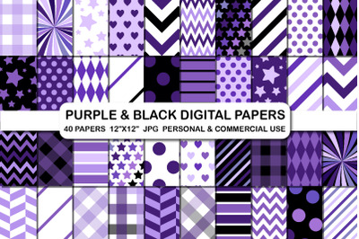 Purple and black Violet background digital papers pack