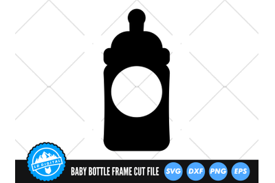 Baby Bottle Round Frame SVG | Milk Bottle Silhouette Cut File | Newbor