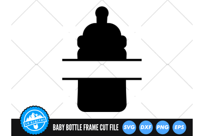 Baby Bottle Split Frame SVG | Milk Bottle Monogram Cut File | Newborn