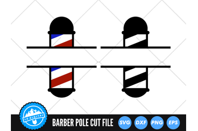 Barber Pole Monogram SVG | Barber Shop Split Name Frame SVG | Barber