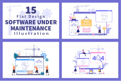 15 Software System Under Maintenance Vector Illustration