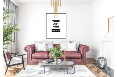 Interior scene artwork background frame mockup