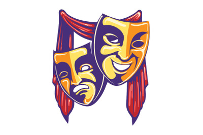 Theater Masks Retro Emblem