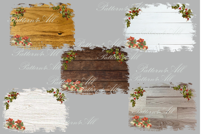 Christmas Wood Background,Digital Sublimation PNG Clipart Bundle, PNG