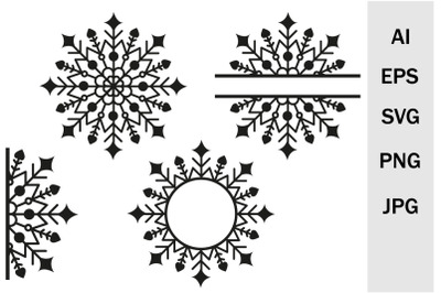 Openwork Christmas snowflake template, svg cutting files