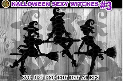 Halloween Sexy Witches SVG Clipart V-3