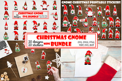 Christmas Gnome Bundle. Gnome SVG. Christmas gnome stickers Bundle.
