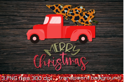 Merry Christmas Red Truck Sublimation