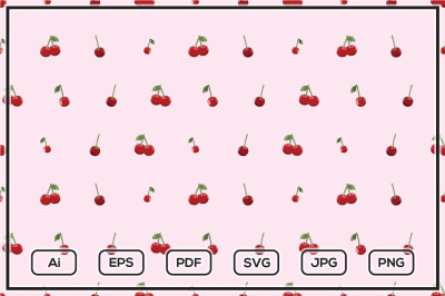 Cherry illustration seamless pattern design