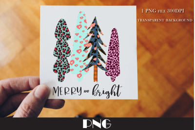 Merry and Bright Christmas Tree Sublimation Design