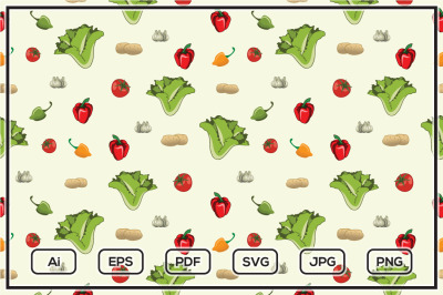 Vegetables illustration seamless pattern design