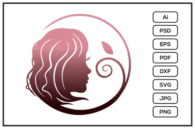 Woman head logo design illustration