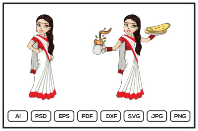 Beautiful indian women character design