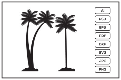 Silhouette coconut trees design illustration