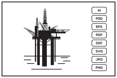 Oil rig drilling platform design illustration